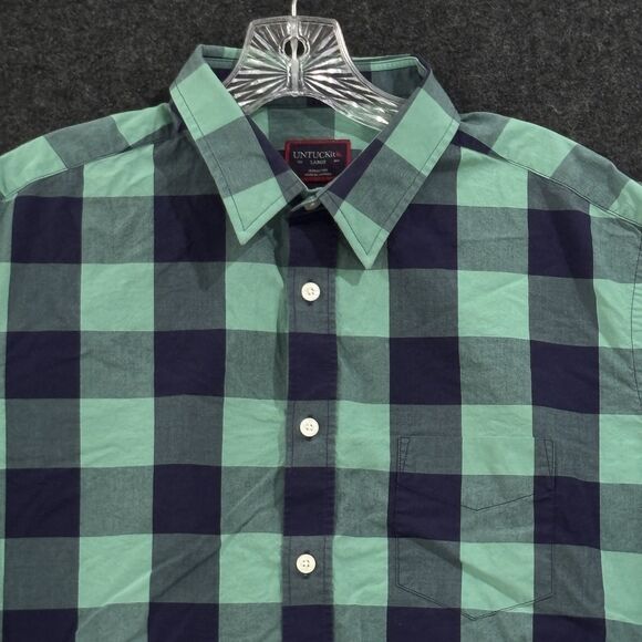 UNTUCKit Bonarda Shirt Men's Large Green Blue Plaid Bonarda Button Down Casual - Picture 2 of 9